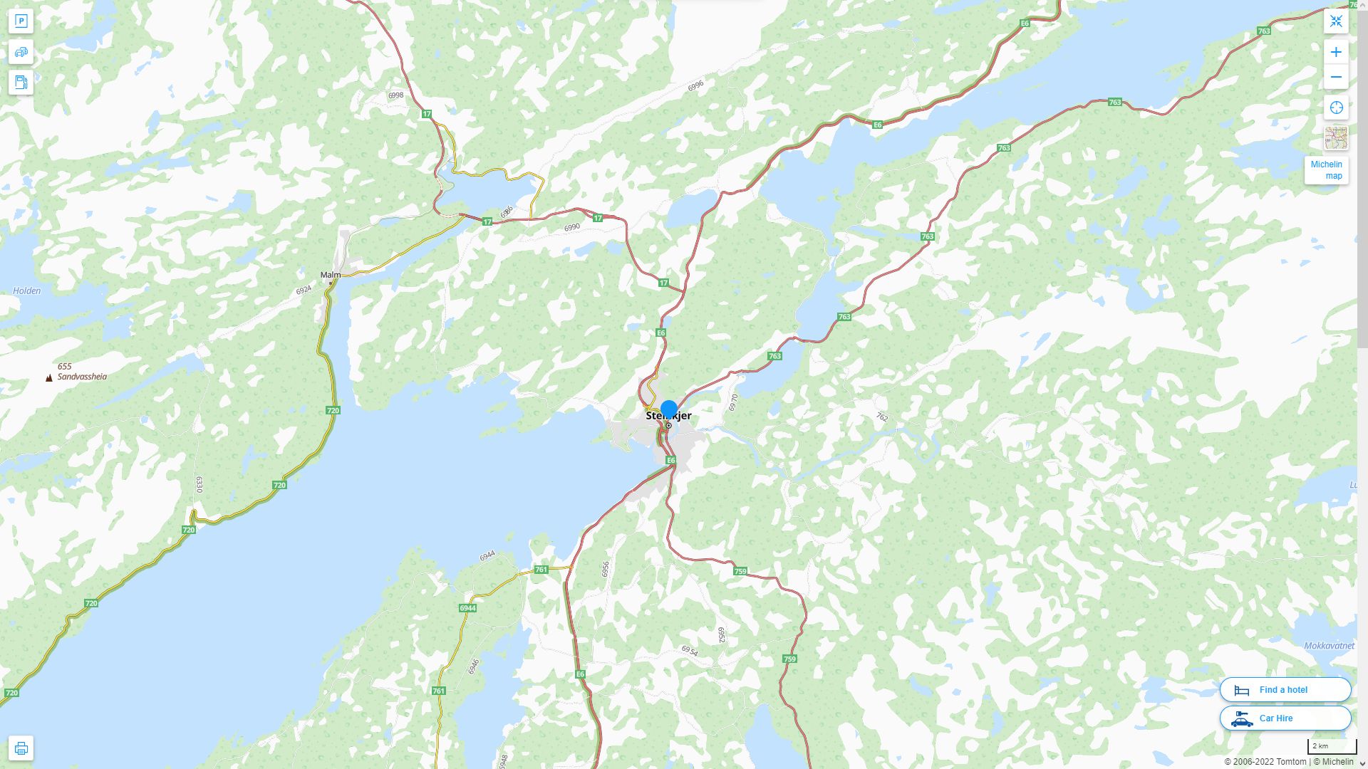 Steinkjer Norvege Autoroute et carte routiere